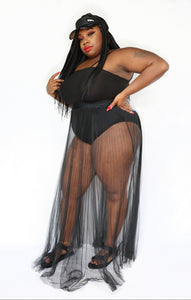SHEER PLEATED MAXI SKIRT