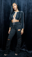 Load image into Gallery viewer, NOT SO EXPOSED LACE-UP CROP TOP